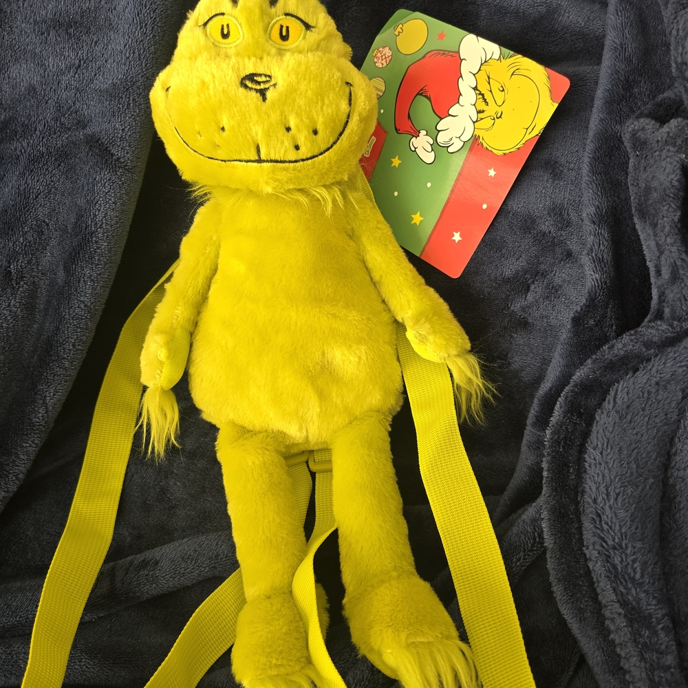 The Grinch Plush Zippered Backpack 15" NWT Dr. Seuss
